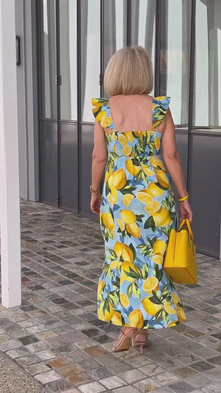 Sophia™ Lemon Print Tunic Dress – Brighten Your Wardrobe with Style and Comfort