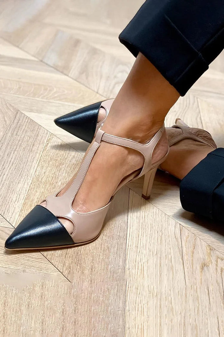 MIRELLA | Elegant Pointed Toe Two-Tone Court Shoe for a Sophisticated Style