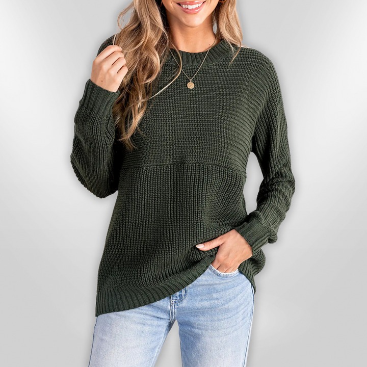 AFRA -  Ribbed Knit Round Neck Sweater (50% OFF)