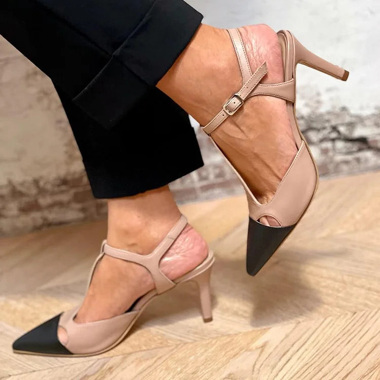 MIRELLA | Elegant Pointed Toe Two-Tone Court Shoe for a Sophisticated Style