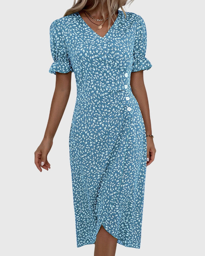 Barbara - Fresh Bloom V-Neck Dress