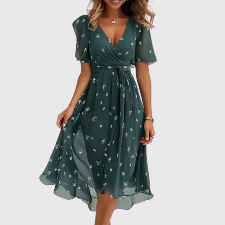Emmy - Wrap dress with V neckline for women