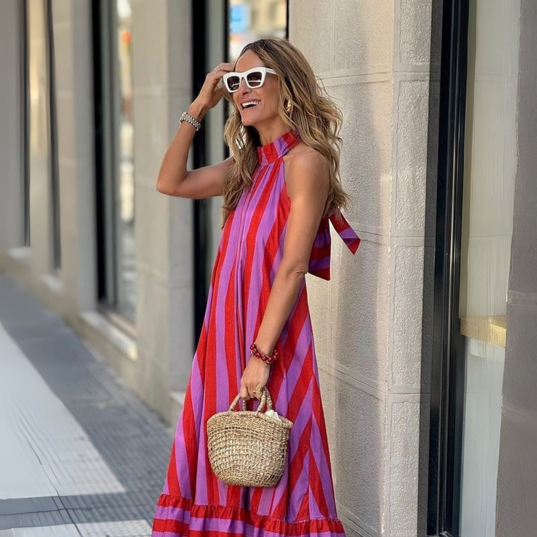 Mandy - Stripe Halter Dress