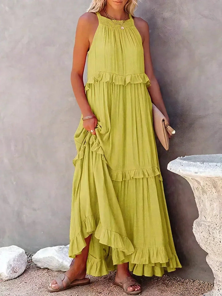 Meara™ Halter Ruffle Maxi Dress – Elegant Style for Every Occasion (50% OFF!)