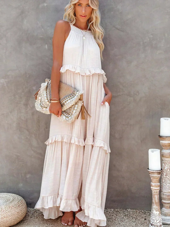 Meara™ Halter Ruffle Maxi Dress – Elegant Style for Every Occasion (50% OFF!)