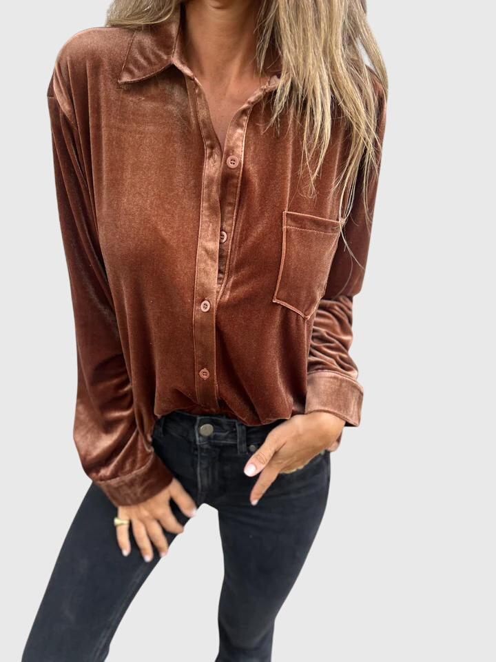 Catherine - Elegant Velvet Blouse