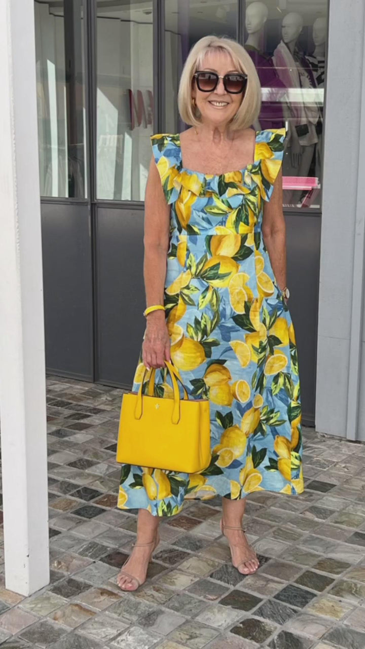 Sophia™ Lemon Print Tunic Dress – Brighten Your Wardrobe with Style and Comfort