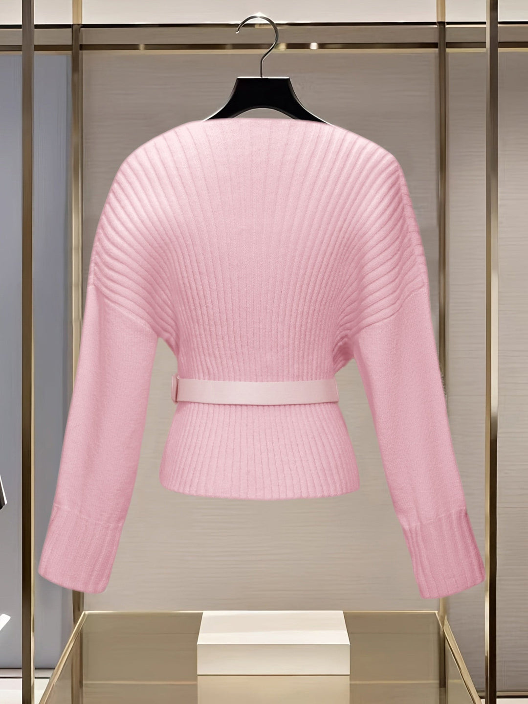 Elara | Slim Fit Belted V-Neck Cardigan