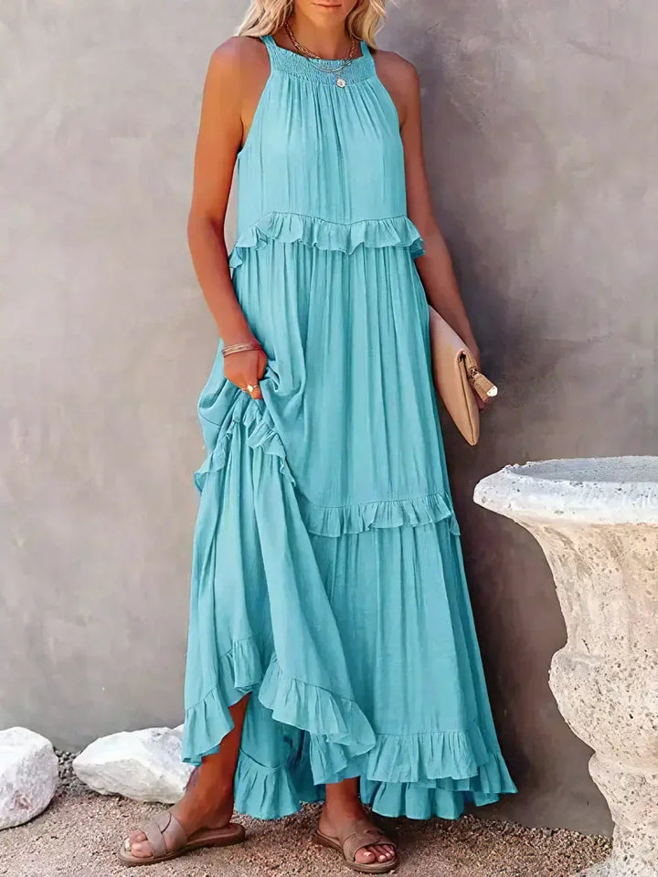 Meara™ Halter Ruffle Maxi Dress – Elegant Style for Every Occasion (50% OFF!)