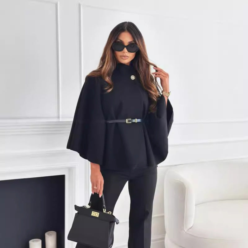 Sophia™ Belted Cape Blouse – Effortless Elegance for Every Occasion