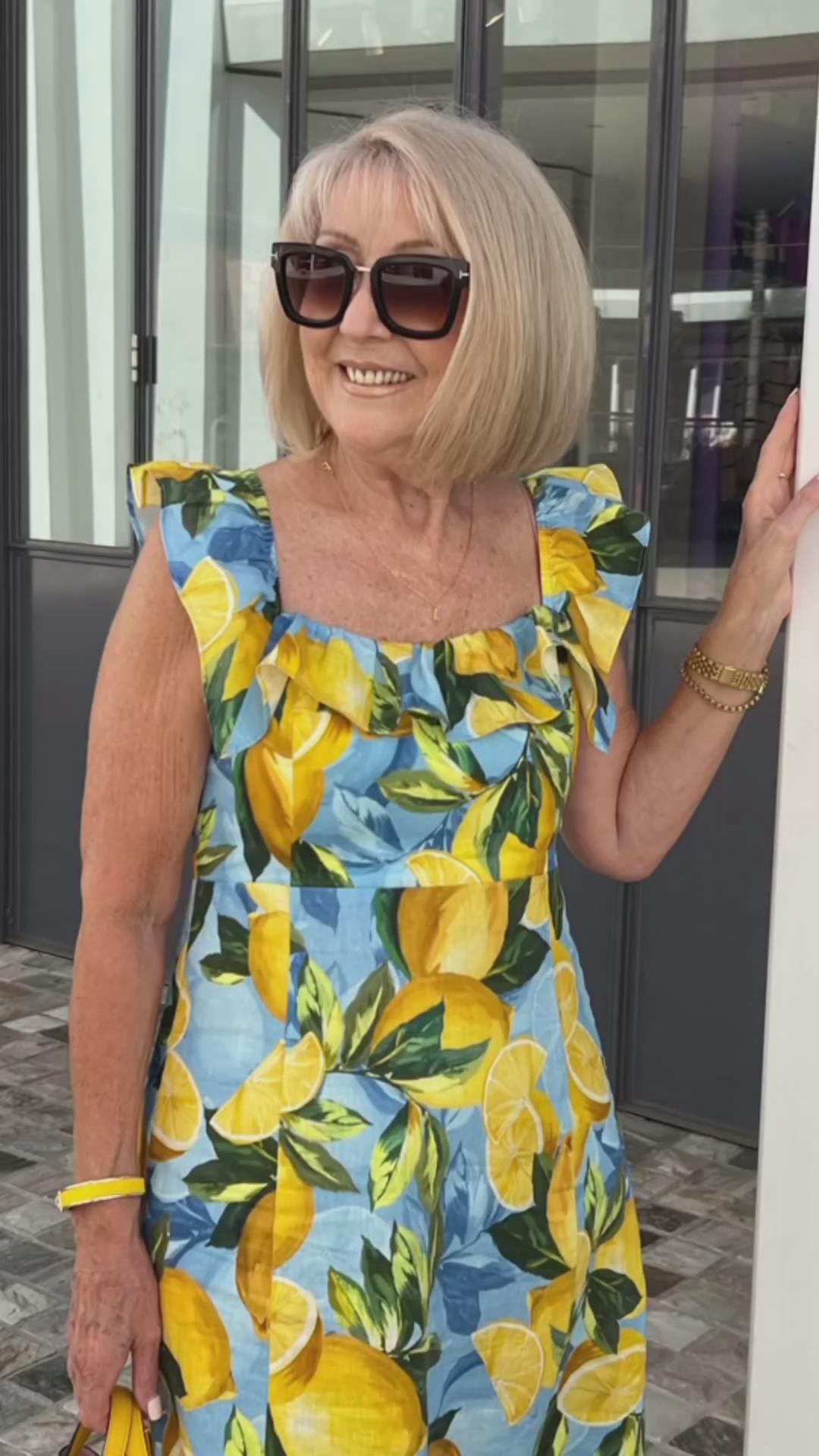 Sophia™ Lemon Print Tunic Dress – Brighten Your Wardrobe with Style and Comfort