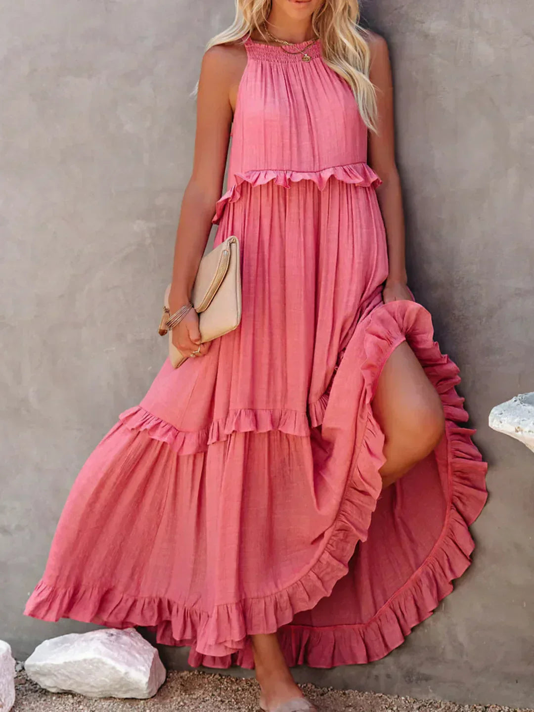 Meara™ Halter Ruffle Maxi Dress – Elegant Style for Every Occasion (50% OFF!)