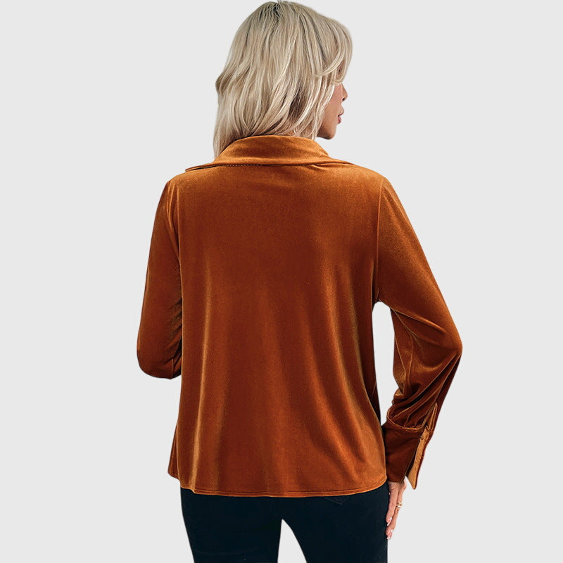 Cassy - Elegant Velvet Blouse