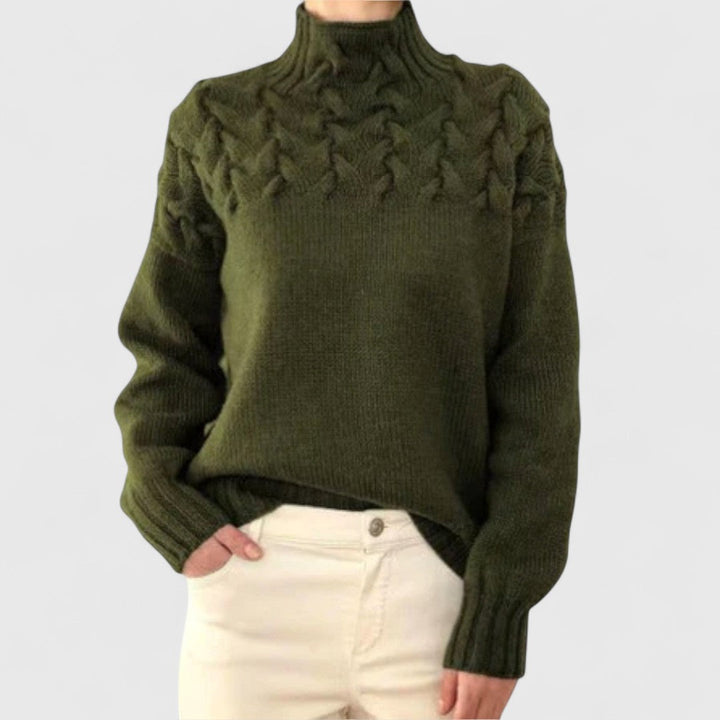 Eva - Women's Sweater with Cable Knit Detail