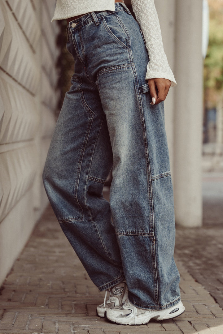 Deya Balloon-Fit Jeans – Acid Wash, High-Waist (No Stretch)