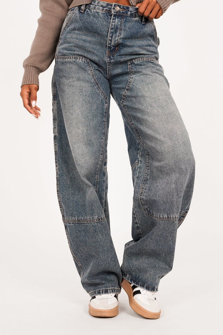 Deya Balloon-Fit Jeans – Acid Wash, High-Waist (No Stretch)