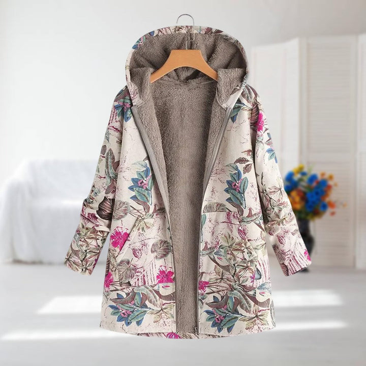 Elowen - Floral Sherpa-Lined Hooded Coat