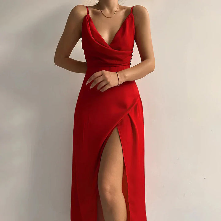 Lizzy™ Luxe Satin Slit Dress (50% OFF)