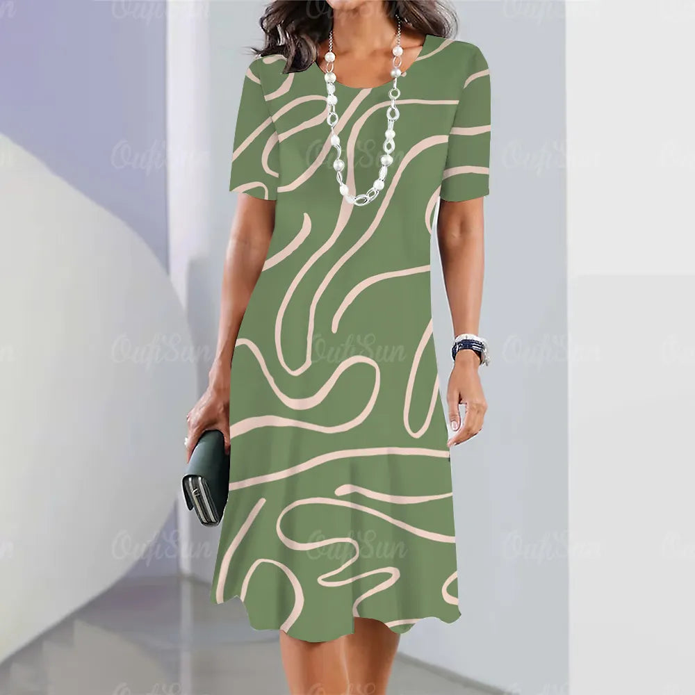 Ofelia™ Stylish Midi Dress – Timeless Elegance with Abstract Design (50% OFF!)