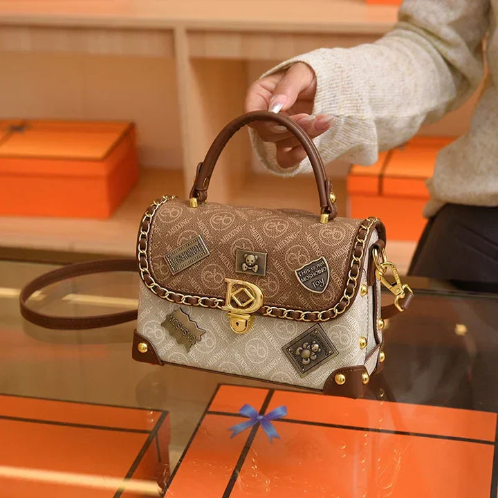 Retro Monogram Shoulder Bag with Gold Details Zelda™