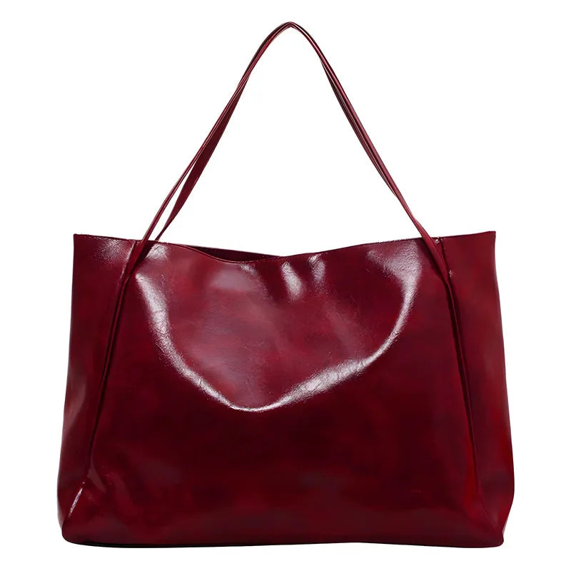Elegant brown leather-look tote bag
