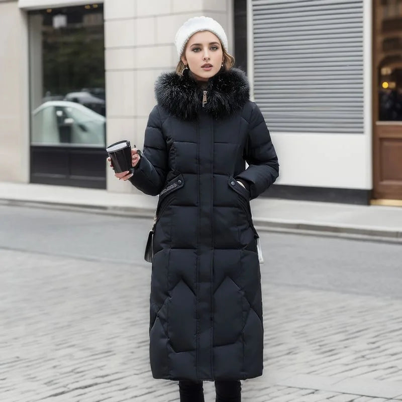 Margaret - Fur-hood Long Coat