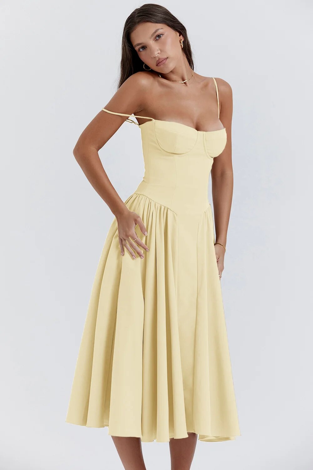 Joanne - Sophisticated sleeveless corset dress
