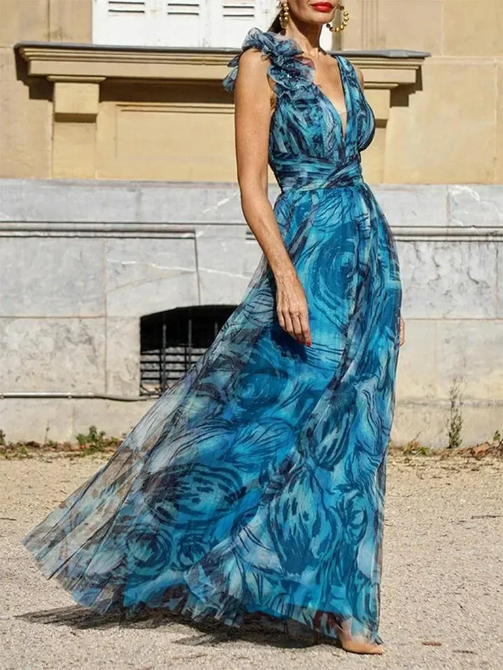 LENA™ Peacock Blue Maxi Dress – Effortless Elegance and All-Day Comfort