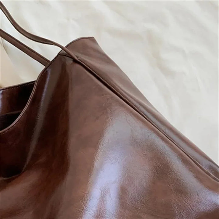 Elegant brown leather-look tote bag