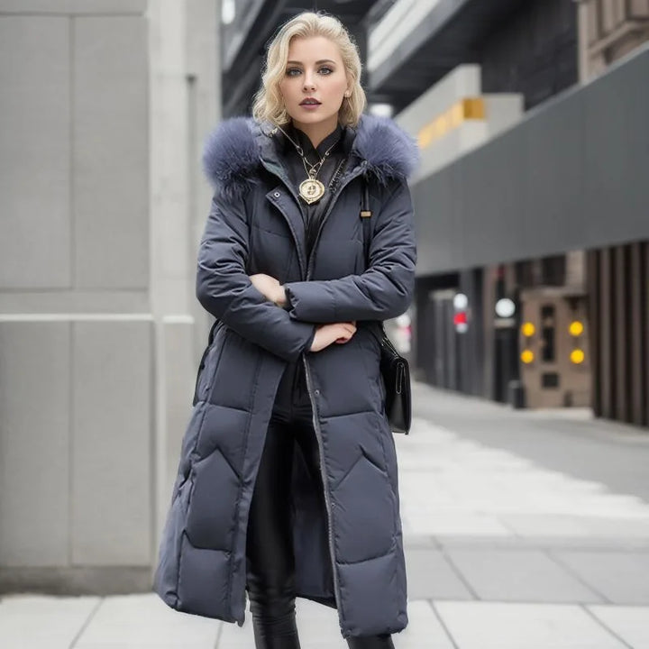 Margaret - Fur-hood Long Coat