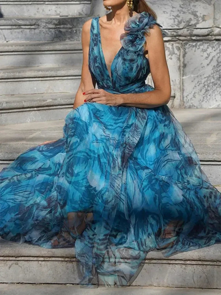 LENA™ Peacock Blue Maxi Dress – Effortless Elegance and All-Day Comfort