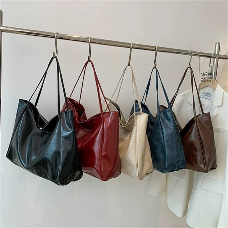 Elegant brown leather-look tote bag