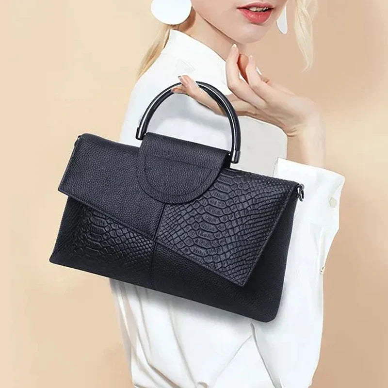 Structural Black Bag with Leather Look