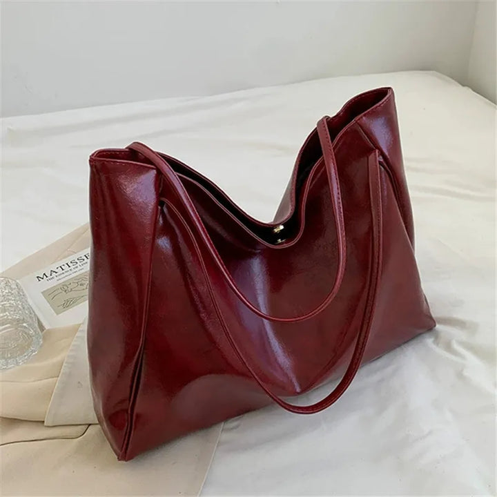 Elegant brown leather-look tote bag