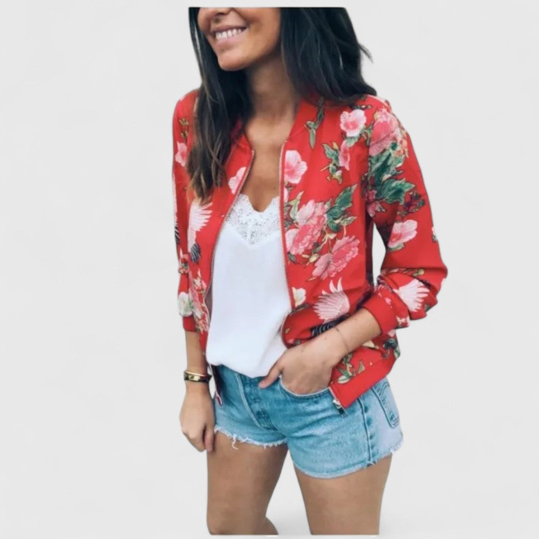 Margot – Elegant Floral Bomber Cardigan