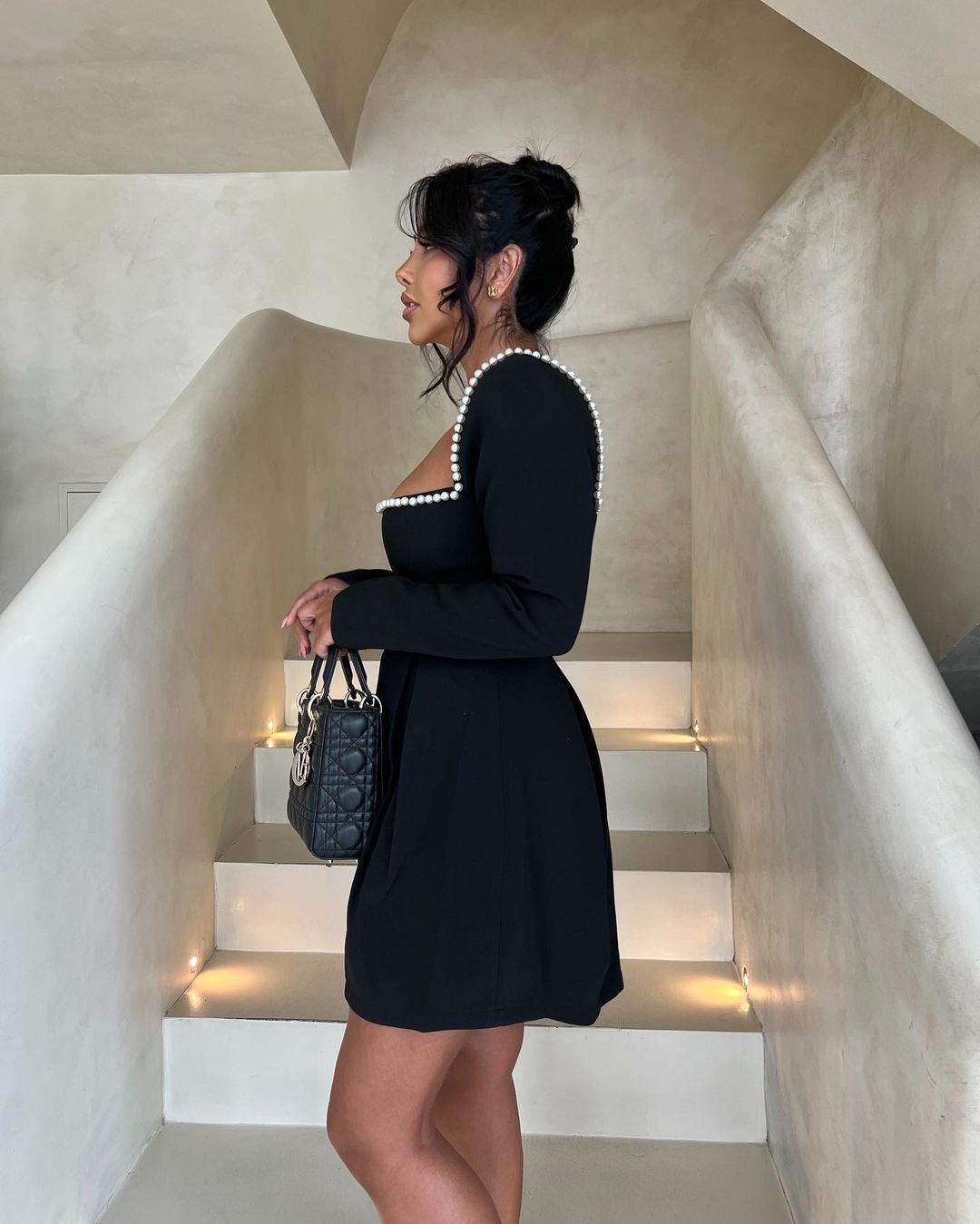 Gytha | Elegant Pearl-Trimmed Dress