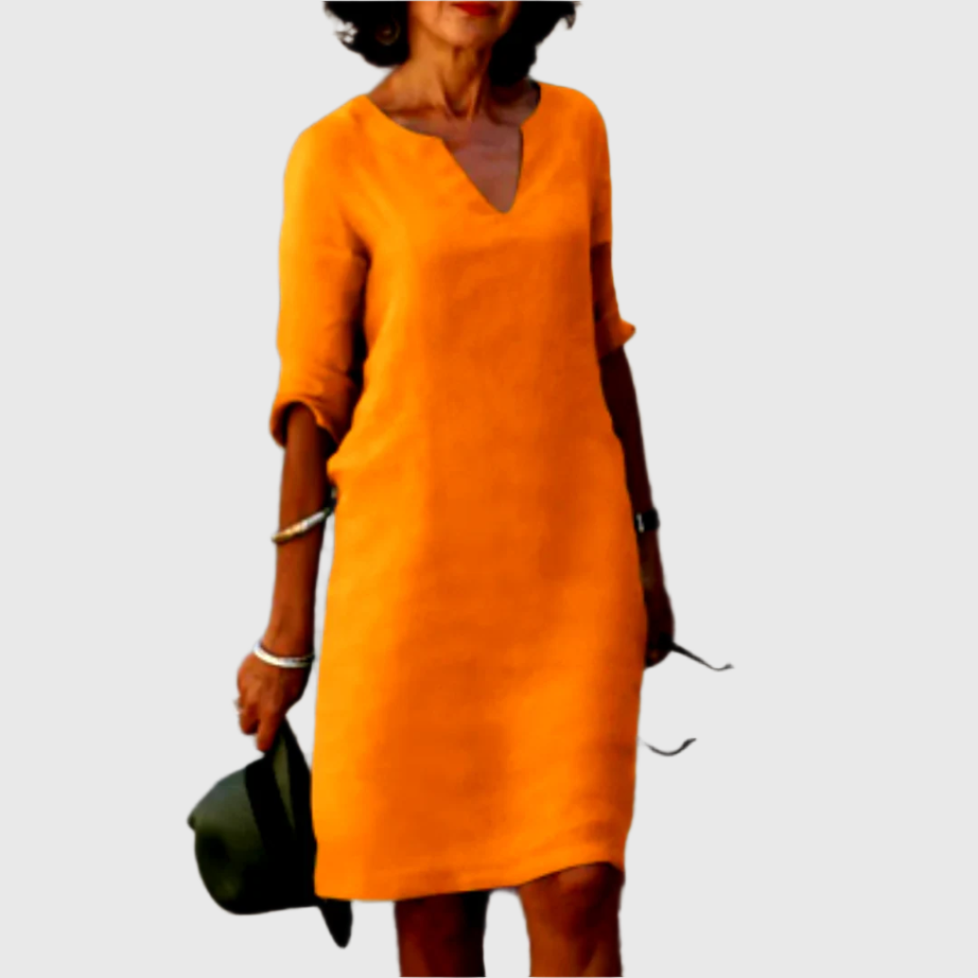 Lisa - Mini dress with V neckline and 3/4 sleeves