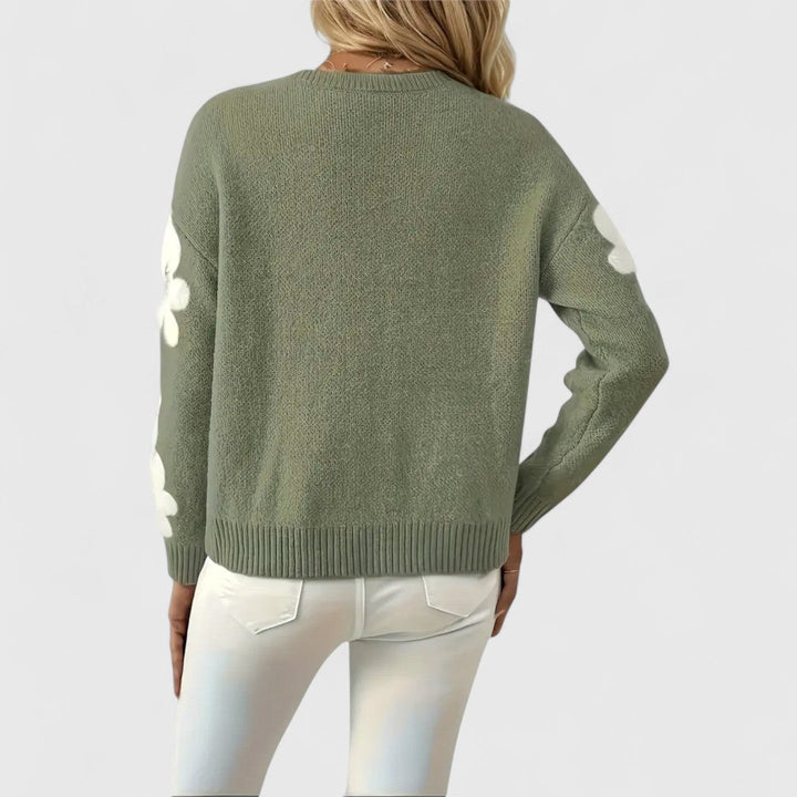 Silke - Soft Knit Sweater with Floral Design