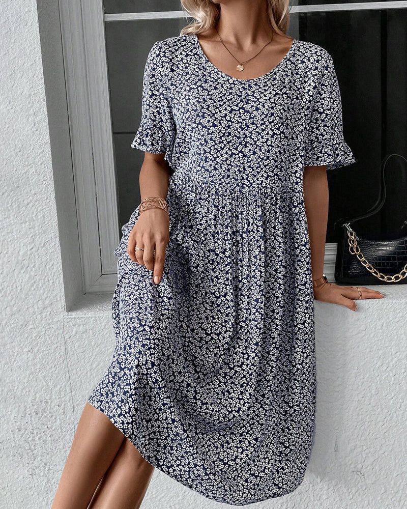 ZEBA™ - Elegant Floral Midi Dress