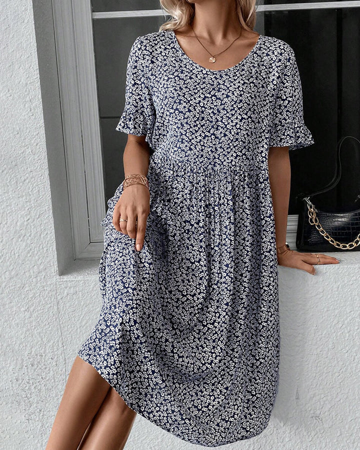 ZEBA™ - Elegant Floral Midi Dress