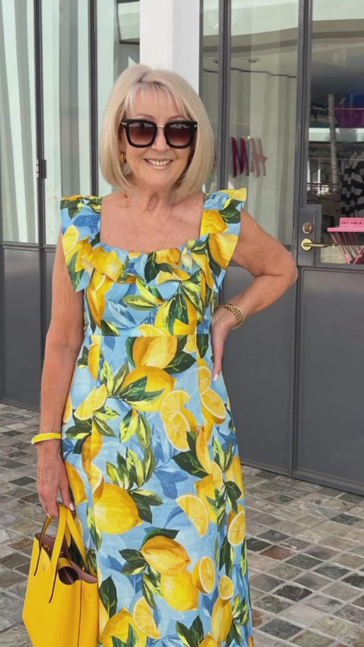Sophia™ Lemon Print Tunic Dress – Brighten Your Wardrobe with Style and Comfort