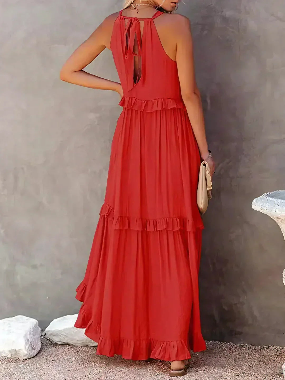 Meara™ Halter Ruffle Maxi Dress – Elegant Style for Every Occasion (50% OFF!)