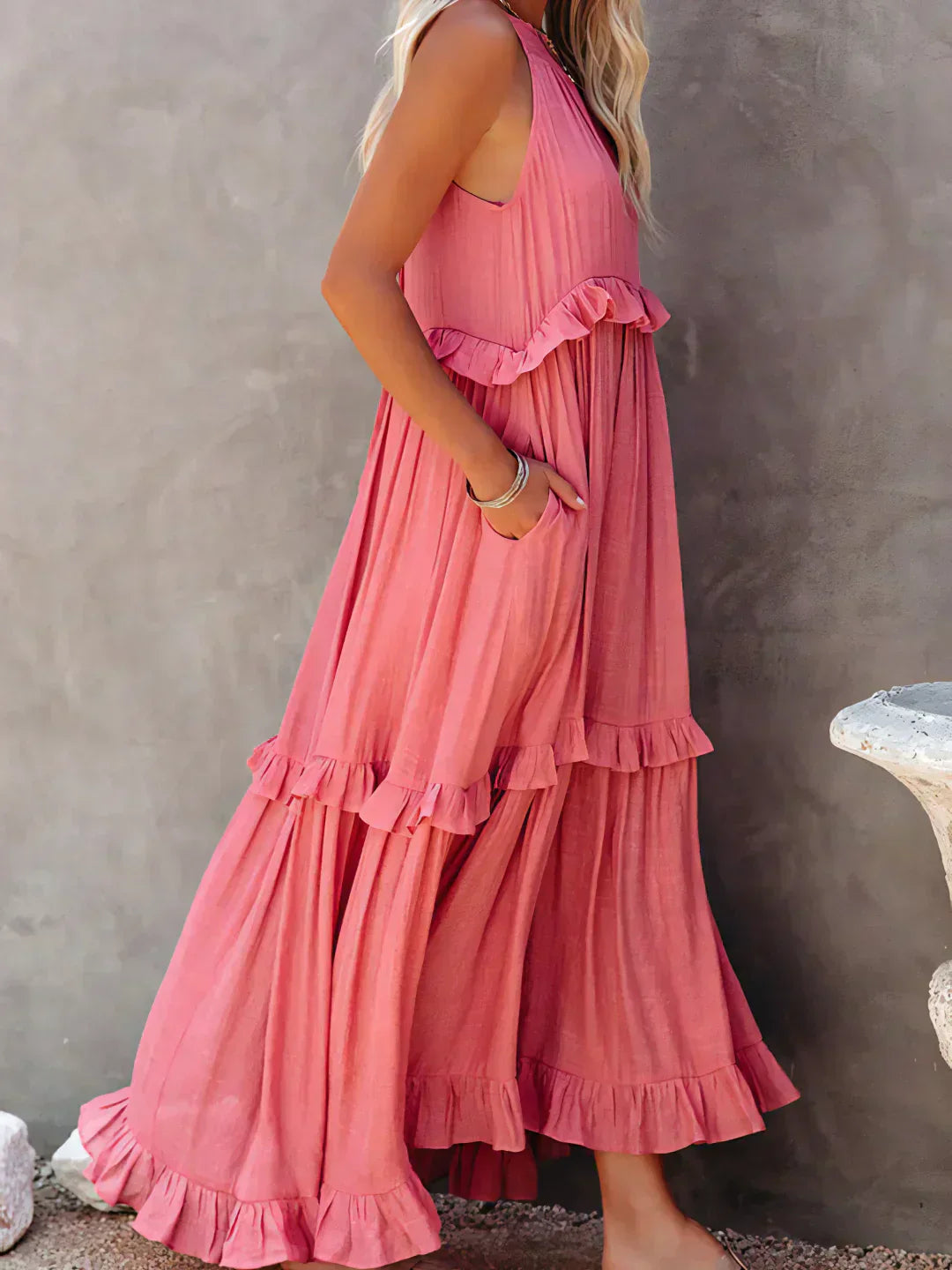 Meara™ Halter Ruffle Maxi Dress – Elegant Style for Every Occasion (50% OFF!)
