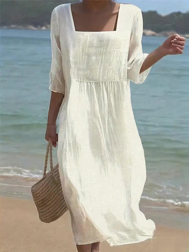 Kylie | Linen look Midi Dress