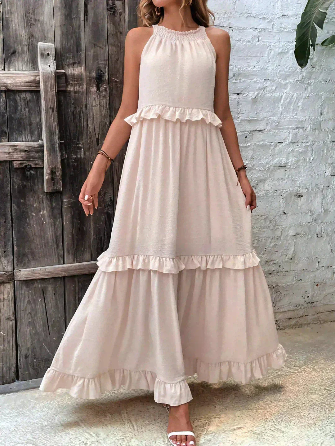 Meara™ Halter Ruffle Maxi Dress – Elegant Style for Every Occasion (50% OFF!)