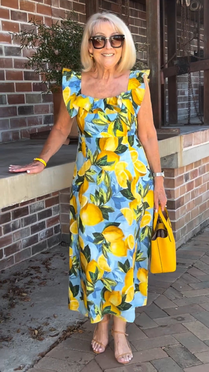 Sophia™ Lemon Print Tunic Dress – Brighten Your Wardrobe with Style and Comfort