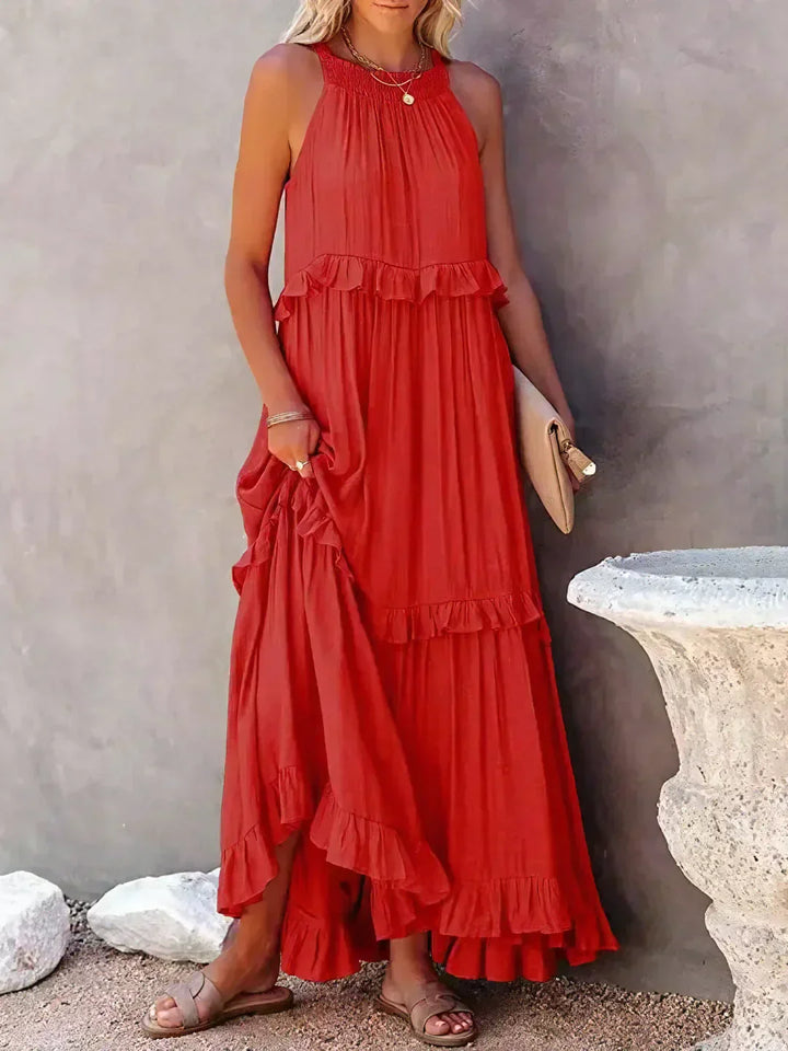 Meara™ Halter Ruffle Maxi Dress – Elegant Style for Every Occasion (50% OFF!)