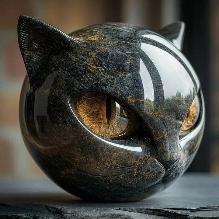 NyxCharm - Mystical Black Cat Head Sculpture