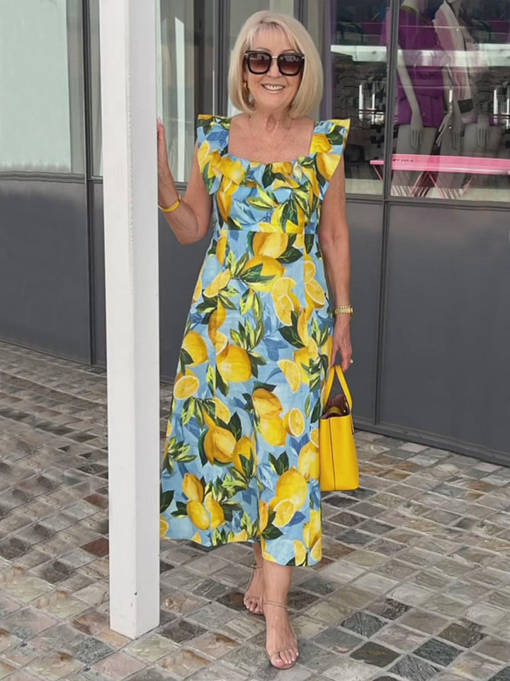 Sophia™ Lemon Print Tunic Dress – Brighten Your Wardrobe with Style and Comfort