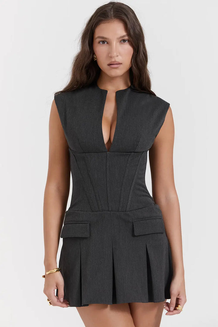 ELIZA™ Charcoal shade mini-dress